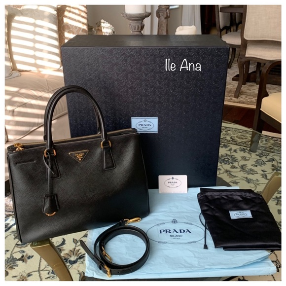 Authentic Prada Double Zip Lux Tote Saffiano Leather